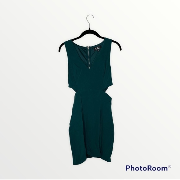 LULU'S Dark Green Sleeveless Cutout Bodycon Mini Cocktail Dress Medium - Picture 8 of 13